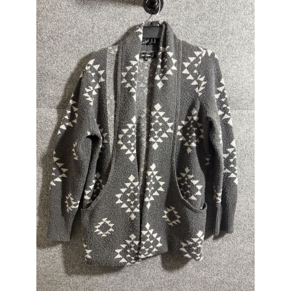 Chloe+Jasmine Large Gray and Cream Aztec Print Cardigan‎ Sweater Oversized F26